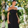 2025 Women's Summer Floral Print Flowy A Line Maxi Dresses Sleeveless Smocked Off Shoulder Dress