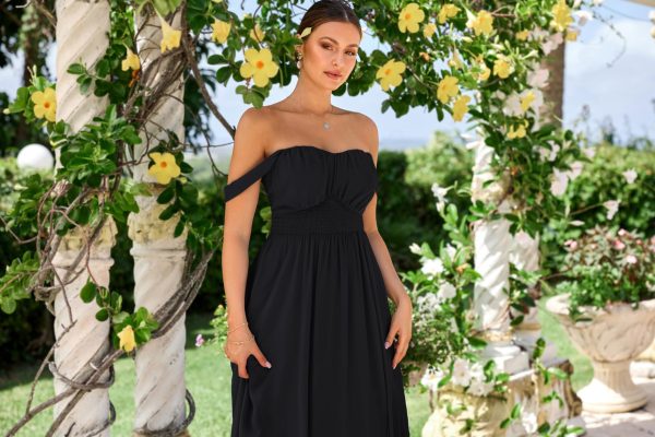 2025 Women's Summer Floral Print Flowy A Line Maxi Dresses Sleeveless Smocked Off Shoulder Dress