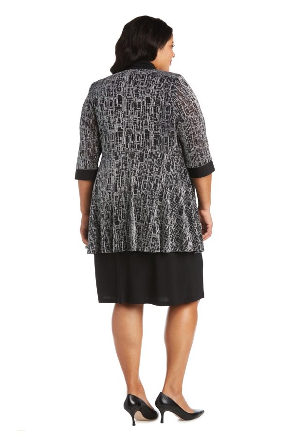 Elegant 2 PC Metallic Knit Classic Jacket Dress W/Detachable Necklace