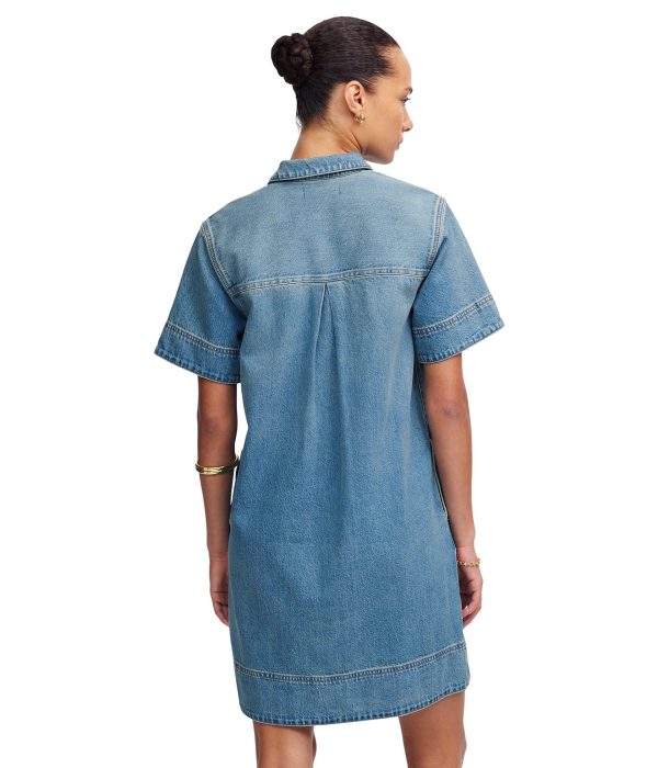 Women's Short Sleeve Popover Denim Mini Dress in Robertson