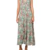 Women's Cinched Pleated Button Down MIDI Dress