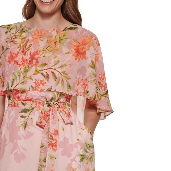 81uxAazUHbL.jpg Women's Maxi Style Caplet Chiffon Elbow Sleeve Jewel Neck Dress
