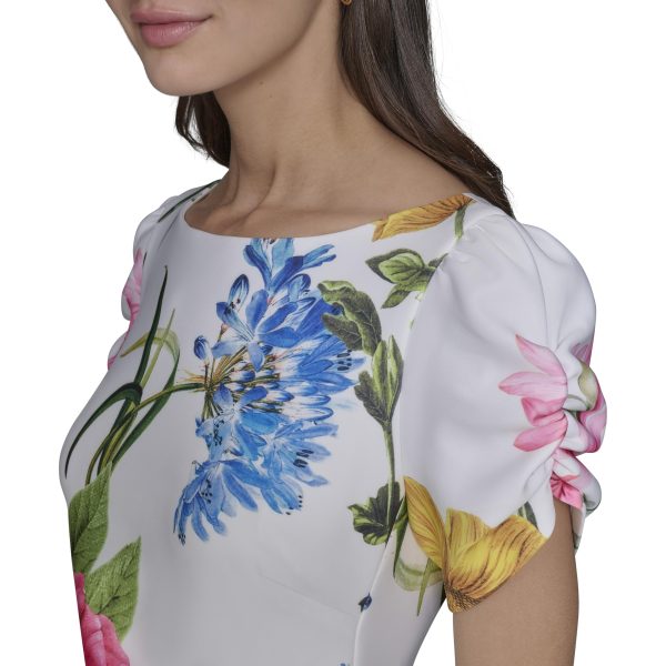81whToiZGDL.jpg Women's Short Ruched Sleeve Jewel Neck Sheath Mini Dress