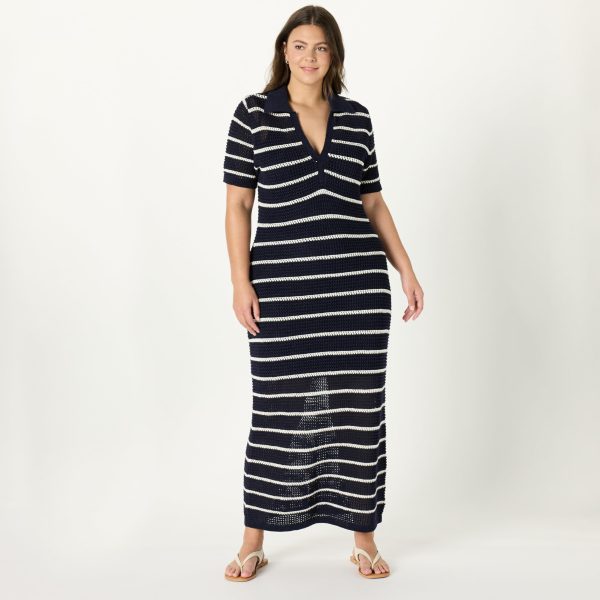 Women's Adalyn Tape Yarn Split-Neck Maxi Dress
