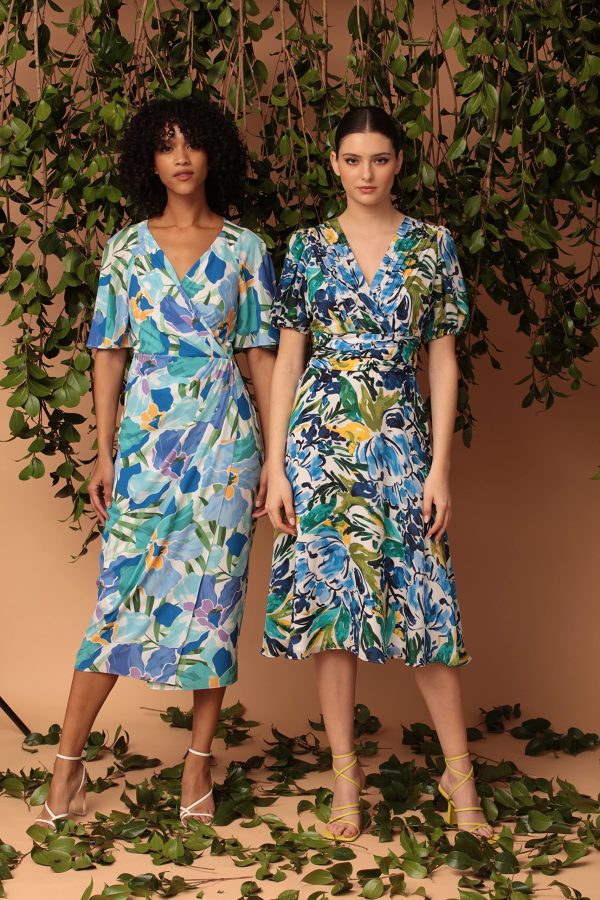 91-fdFdVQrL.jpg Women's Short Flutter Sleeve Faux Wrap Midi Dress