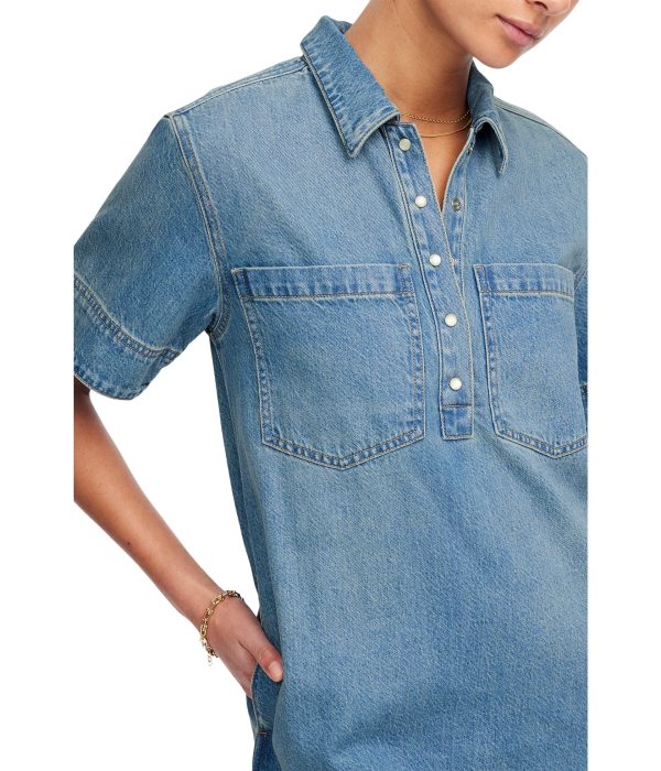 Women's Short Sleeve Popover Denim Mini Dress in Robertson