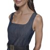 Women's Belted V Neck Sleeveless Maxi Dress