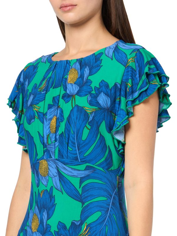 91YCjTWK4VL.jpg Women's Flutter Sleeves Jersey Midi Dress