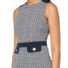 Women's Sleeveless High Neck Colorblock Pockets Sheath Mini Dress