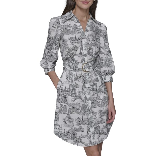 91fTepybfyL.jpg Women's Button Up Collared Belted Shirt Dress