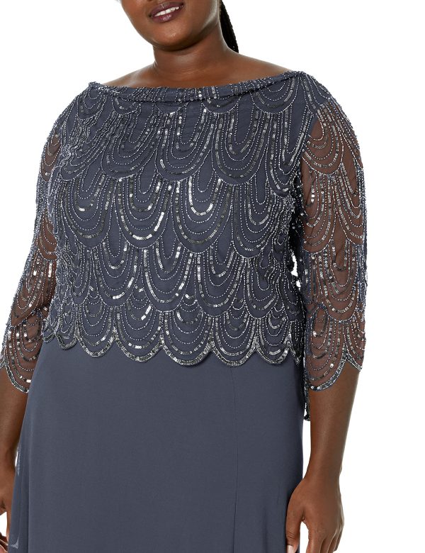 91ocskFJJgL.jpg Women's Size 3/4 Scallop Beaded Pop Over Gown Plus