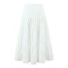 Women's Boho Maxi Set - White Embroidered Lace Strap Tank & Tiered Ruffle Cake Skirt with Elastic Waist