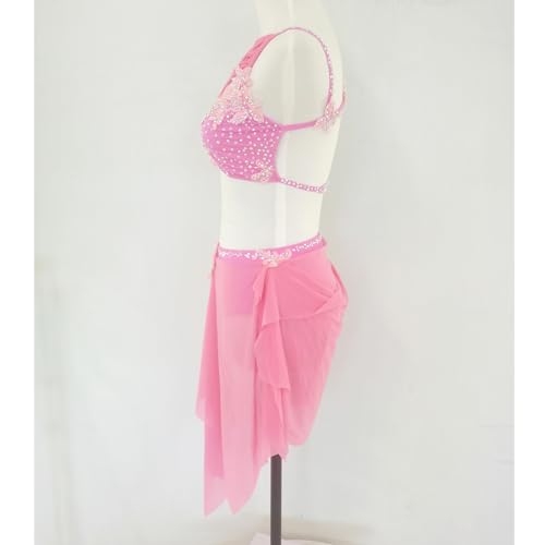 310qEYm0jeL.jpg Pink Lyrical Dance Costume for Girls Ballet Leotard with Chiffon Skirt for Performance and Practice
