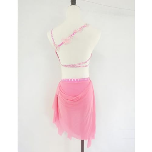 312cgvIHSML.jpg Pink Lyrical Dance Costume for Girls Ballet Leotard with Chiffon Skirt for Performance and Practice