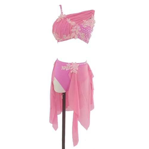 31WlbySqeYL.jpg Pink Lyrical Dance Costume for Girls Ballet Leotard with Chiffon Skirt for Performance and Practice