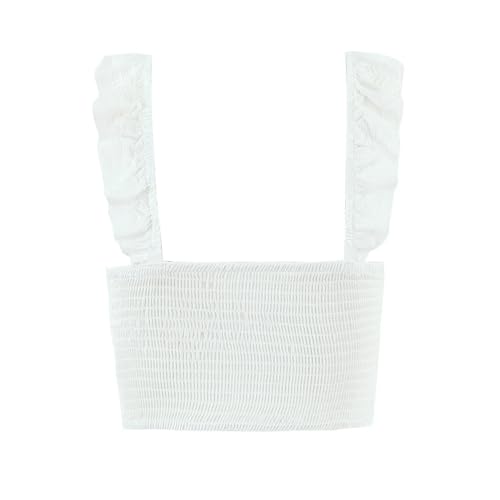 Women's Boho Maxi Set - White Embroidered Lace Strap Tank & Tiered Ruffle Cake Skirt with Elastic Waist