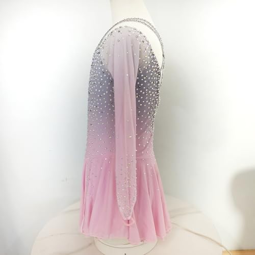 Girls' Pink Gradient Figure Skating Dress Professional Customized Competition Performance Dress