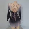Customized Figure Skating Dress Girls Black Gray Gradient Stretch Ice Skating Costumes Women Competition Wear for Performance