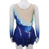 Girl's Dance Dress Gradient Blue Gems Competition Performance Wear Ice Skating Dress