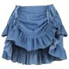 Womens Womens 2 Pc White Brocade Bustier Corset & Denim Skirt Set Western Dress