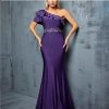 Women's Embroidery Fishtail Skirt Ruffled Sloping Shoulder Maxi Dress Elegant Party Wedding Evening Dresses