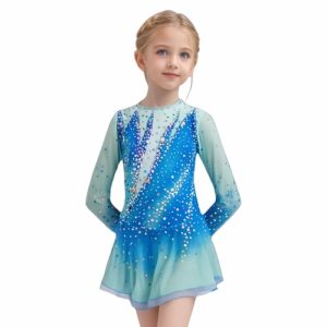 Girl's Blue Diamond Figure Skating Skirt Competition Performance Costume