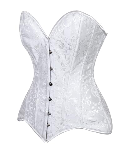 41STyWcdblL.jpg Womens Womens 2 Pc White Brocade Bustier Corset & Denim Skirt Set Western Dress