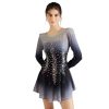 Customized Figure Skating Dress Girls Black Gray Gradient Stretch Ice Skating Costumes Women Competition Wear for Performance