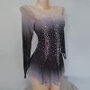 Customized Figure Skating Dress Girls Black Gray Gradient Stretch Ice Skating Costumes Women Competition Wear for Performance