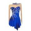 Girls and Adults Blue Long Sleeve Figure Skating Dresses Professional Customized Competition Costumes