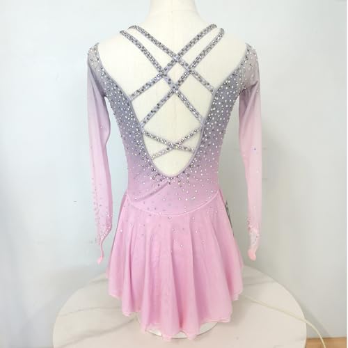 Girls' Pink Gradient Figure Skating Dress Professional Customized Competition Performance Dress