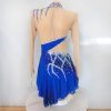 Girls and Adults Blue Long Sleeve Figure Skating Dresses Professional Customized Competition Costumes