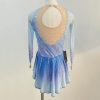 Girls' Blue Purple Long Sleeve Gradient Figure Skating Dress Customized Competition Costume