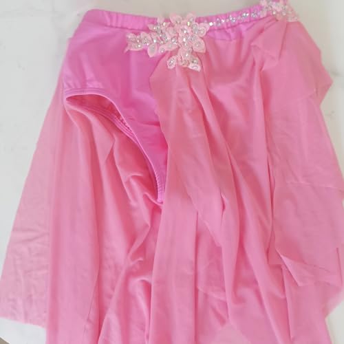 41nfjg7prZL.jpg Pink Lyrical Dance Costume for Girls Ballet Leotard with Chiffon Skirt for Performance and Practice