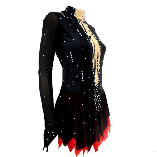 Customized Black Figure Skating Dress for Girls in Professional Competitions Figure Skating Skirt