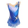 Blue Sleeveless Figure Skating Dress for Girls and Women Breathable and Comfortable