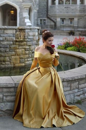 Off Shoulder Satin Prom Dresses Ball Gown Plus Size Formal Dresses for Women Wedding Dress with Slit