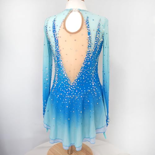 41v-uLICQoL.jpg Girl's Blue Diamond Figure Skating Skirt Competition Performance Costume