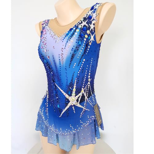 41wnAal5D5L.jpg Blue Sleeveless Figure Skating Dress for Girls and Women Breathable and Comfortable