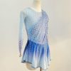 Girls' Blue Purple Long Sleeve Gradient Figure Skating Dress Customized Competition Costume