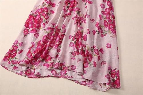 51EGuuaViDL.jpg Women’s Dresses V-Neck Floral Print Summer Lace Up Casual Skirt Short Sleeve A-Line Midi Dress for Vacation