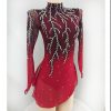 Red Long-Sleeved Skating Dress for Women Girls
