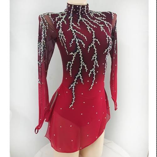 51K2tlSwCdL.jpg Red Long-Sleeved Skating Dress for Women Girls