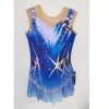 Blue Sleeveless Figure Skating Dress for Girls and Women Breathable and Comfortable