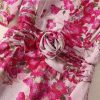 Women’s Dresses V-Neck Floral Print Summer Lace Up Casual Skirt Short Sleeve A-Line Midi Dress for Vacation