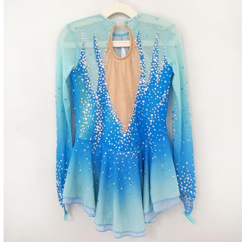 51lGME-5fTL.jpg Girl's Blue Diamond Figure Skating Skirt Competition Performance Costume