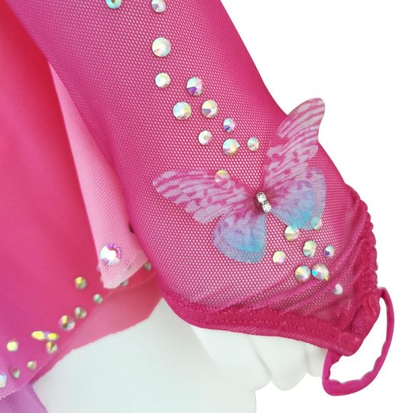 61ilW4HRzdL.jpg Girl Pink Butterfly Decorative Figure Skating Skirt Professional Customized Competition Performance Costume